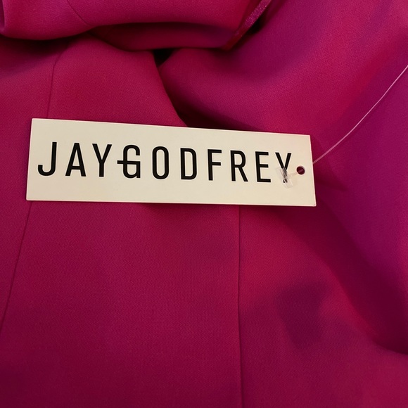 Pink strapless Jay Godfrey slit dress.